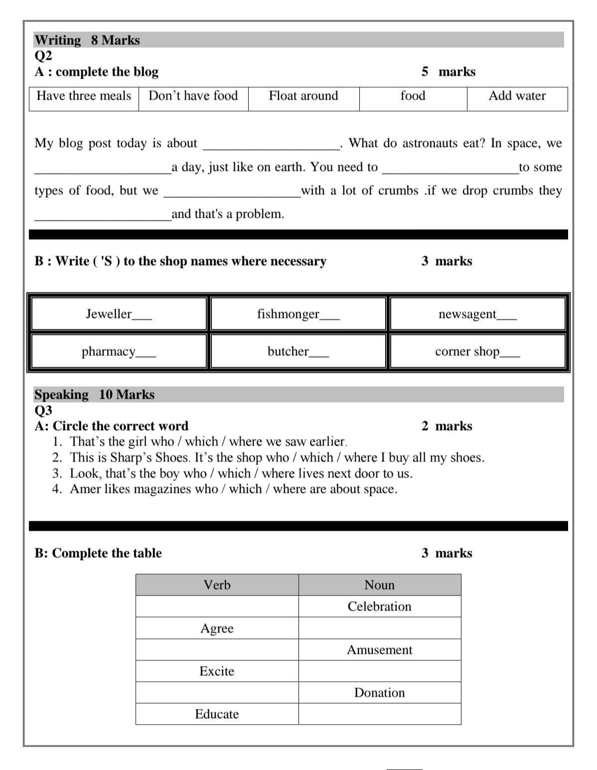 بالصور امتحان نهائي لمادة اللغة الانجليزية للصف الخامس الفصل الاول 2025